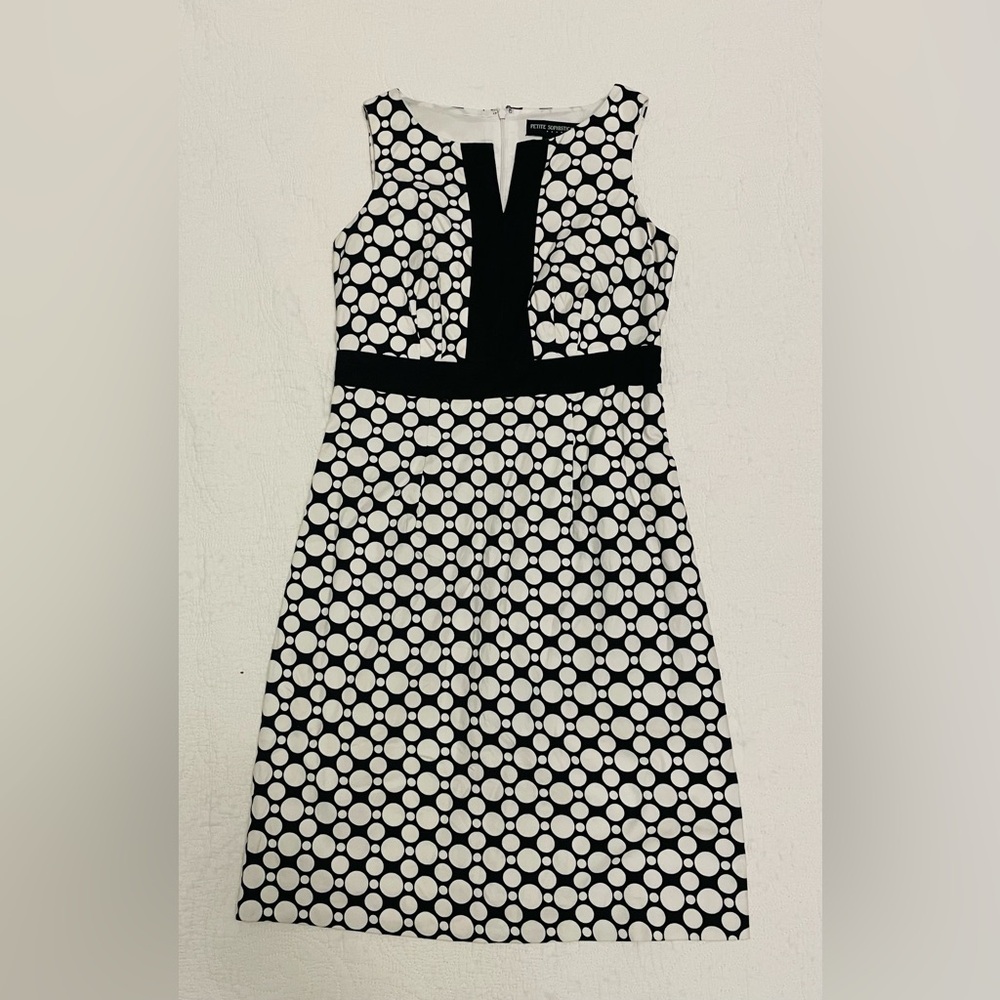 Petite Sophisticate - Dress, Black with White Polka Dot - size 2P
